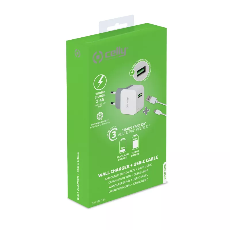 Celly TCUSBTYPEC cargador para dispositivos móviles universal blanco USB interior