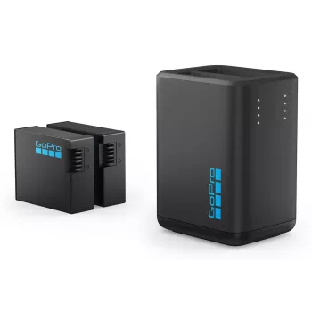 Cargador de batería doble GoPro HERO13 Black – carga 2 baterías HERO13, compacto, negro, estado LED