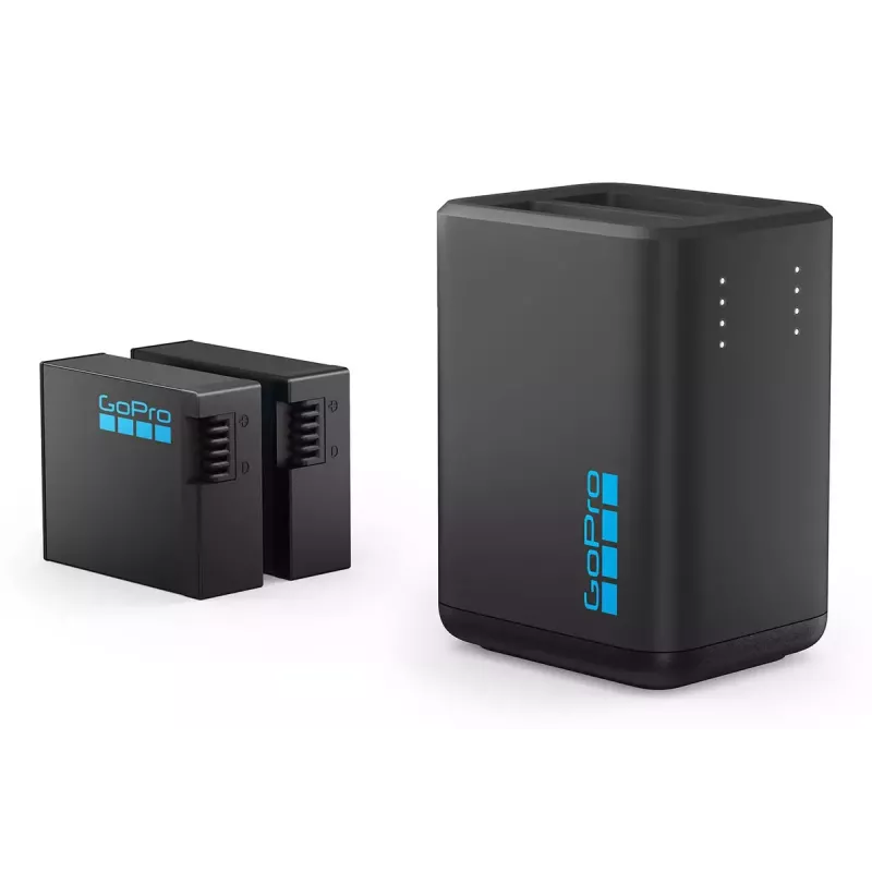Cargador de batería doble GoPro HERO13 Black – carga 2 baterías HERO13, compacto, negro, estado LED