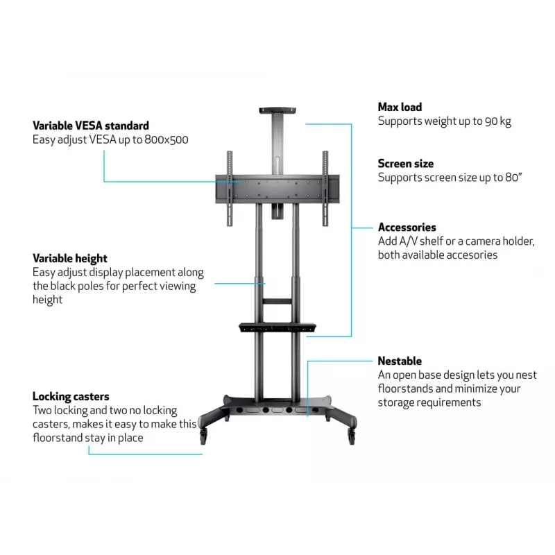 Multibrackets M Public Floorstand Basic 180 incl. estante y soporte para cámara