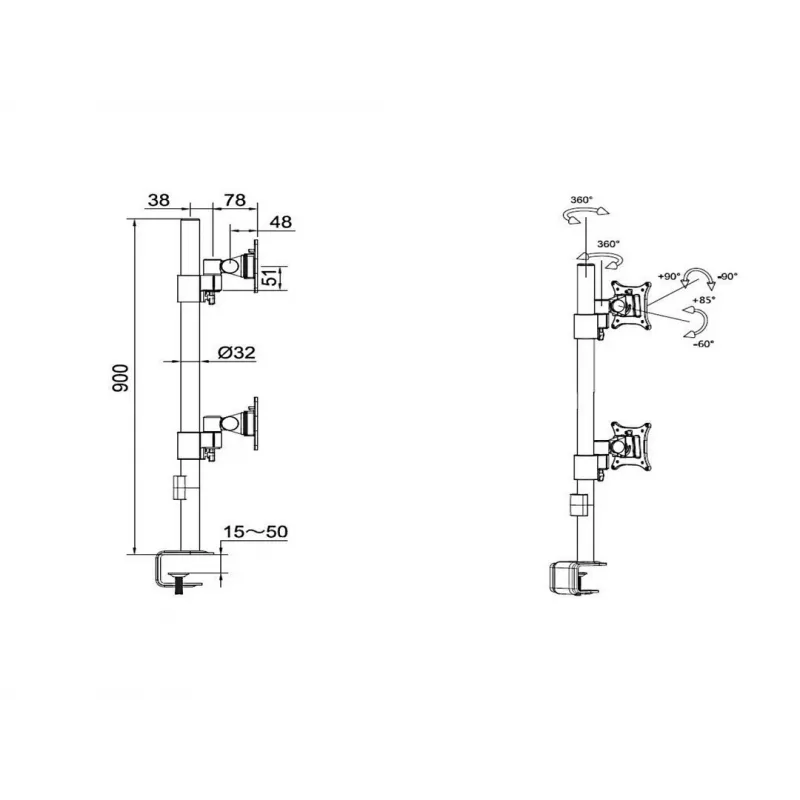 Soporte de escritorio Multibrackets M VESA Officeline Dual Vertical negro