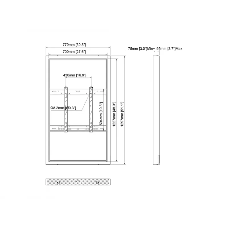 Multibrackets M Pro Series carcasa 55 inch pared central negro acero horizontal/vertical