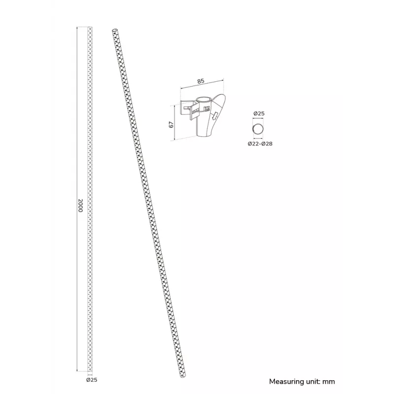 Funda para cables Neomounts ADS06-142BL – negra, organizador de cables Ø25 mm para gestión de cables
