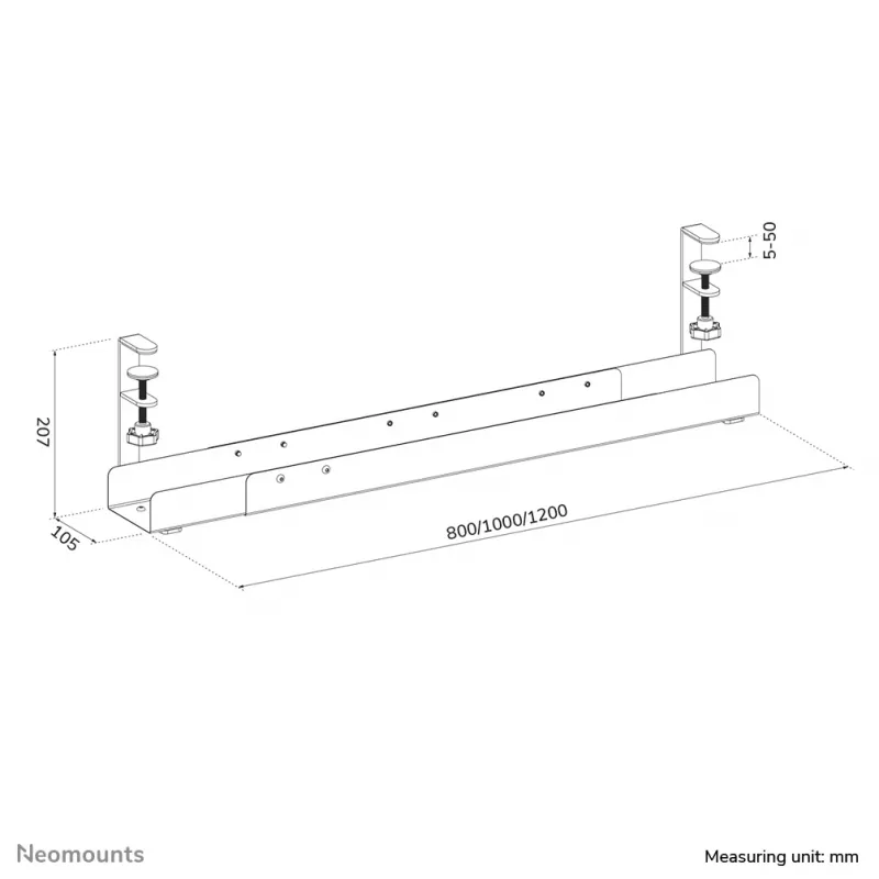 Bandeja para cables Neomounts ADS07-120BL universal con clip, 120 mm de ancho, negra