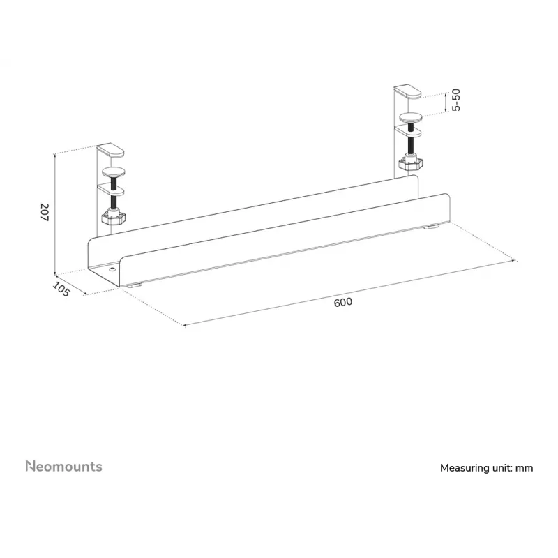 Bandeja para cables Neomounts ADS07-121BL diseño con clip universal negro