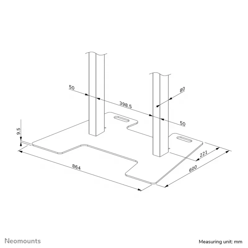 Plataforma Neomounts AFP-875WH base de acero blanca 864x600x95mm