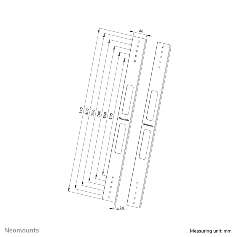 Kit de ampliación Neomounts AWL-250BL18 VESA 400x600 800x800