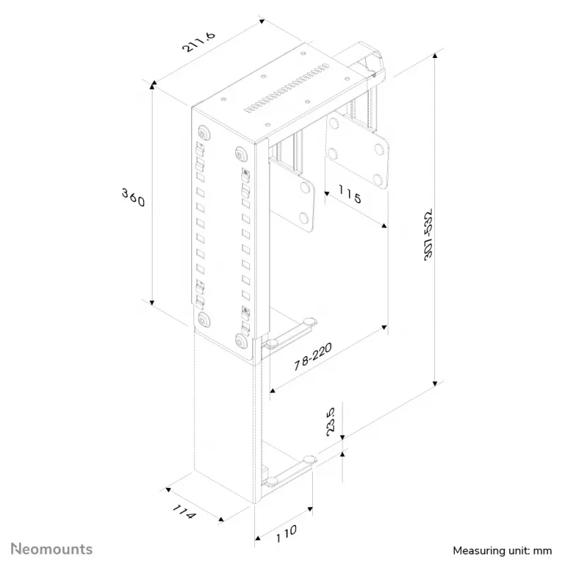 Neomounts CPU-D100SILVER soporte para CPU - máx. 30 kg - universal