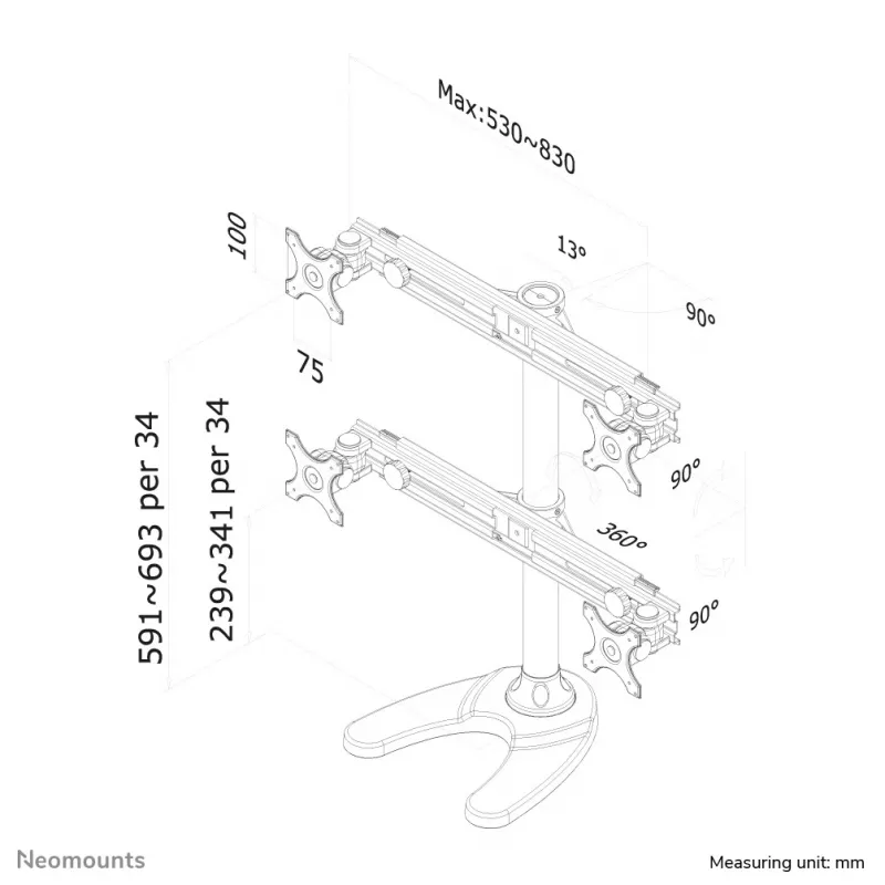 Soporte de monitor Neomounts FPMA-D700DD4 19-30