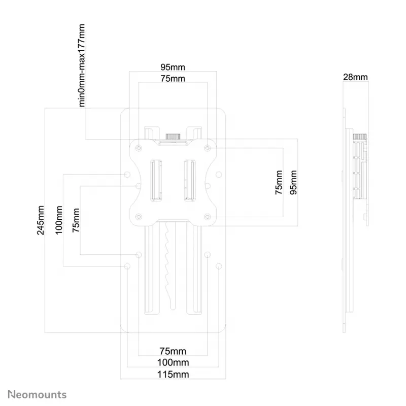 Adaptador VESA regulable en altura Neomounts FPMA-LIFT100Schwarz - universal