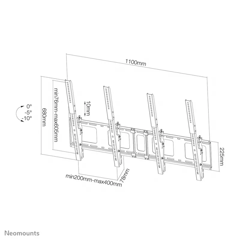 Soporte de pared para menú Neomounts NS-WMB200PSchwarz 40-52