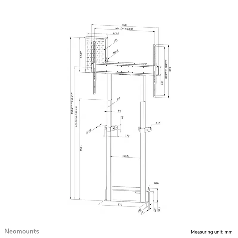 Soporte de pared motorizado Neomounts WL55-875WH1 110 kg 55-100