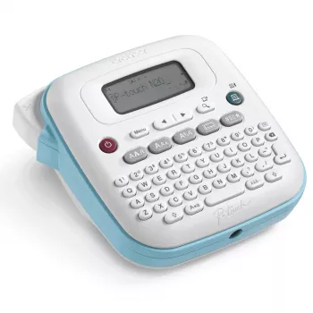 Impresora de etiquetas Brother PT-N20 — transferencia térmica, 180×180 DPI, ancho máx. 12 mm, velocidad de impresión 12 mm/s, LCD, blanco/azul