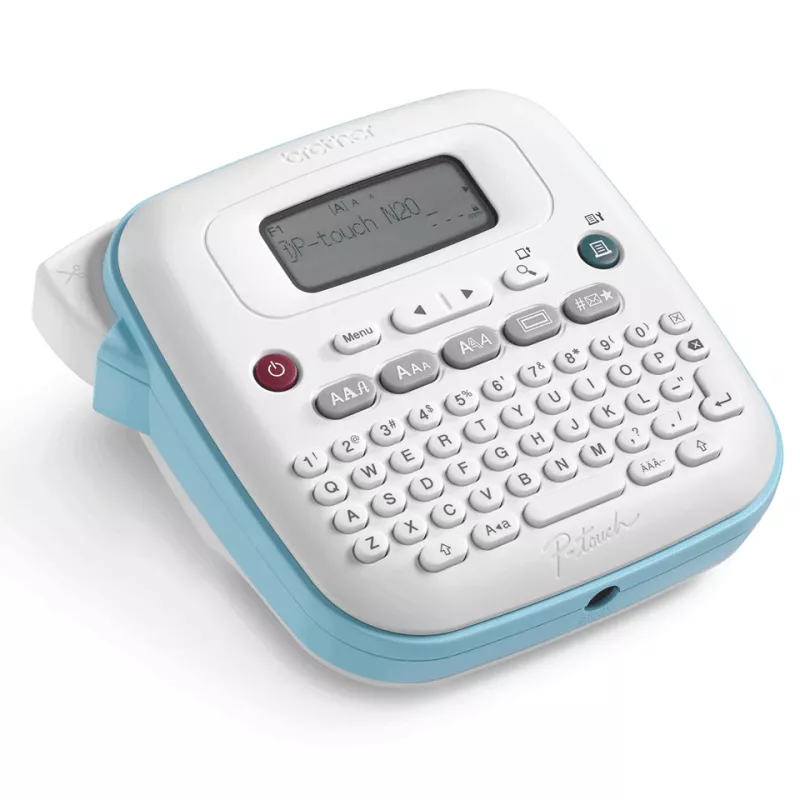 Impresora de etiquetas Brother PT-N20 — transferencia térmica, 180×180 DPI, ancho máx. 12 mm, velocidad de impresión 12 mm/s, LCD, blanco/azul