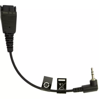 Accesorio para auriculares Jabra 8800-00-46 cable, QD a conector jack de 2,5 mm, acodado, 15 cm, p. ej. para Panasonic GB500, PLX CA40