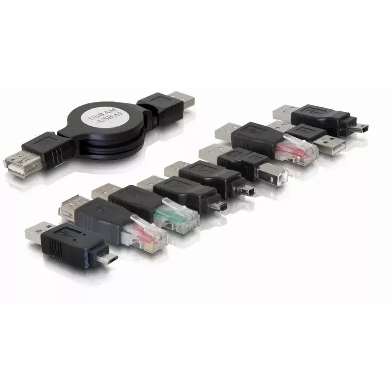 Kit de adaptadores USB DeLOCK 18612 Negro 10 piezas