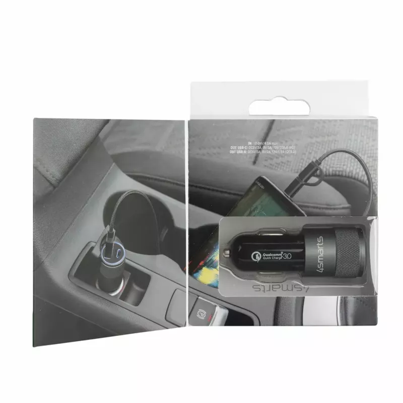 Cargador de dispositivos móviles 4smarts 464448 universal negro mechero coche