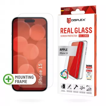 Displex protector de pantalla + funda para Apple iPhone 15, marco de montaje Eco, resistente a arañazos