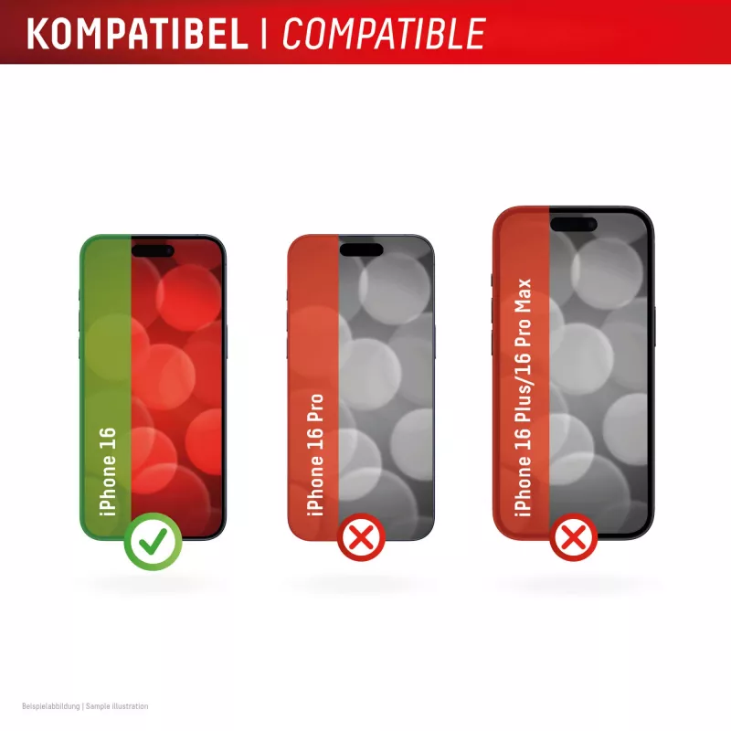 Protector de pantalla Displex + funda para Apple iPhone 16, marco de montaje Eco, resistente a arañazos