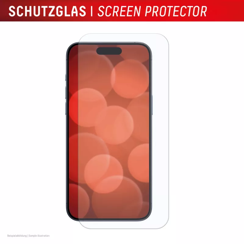 Protector de pantalla Displex (10H) para Apple iPhone 15/15 Pro/16, marco de montaje Eco, resistente a arañazos