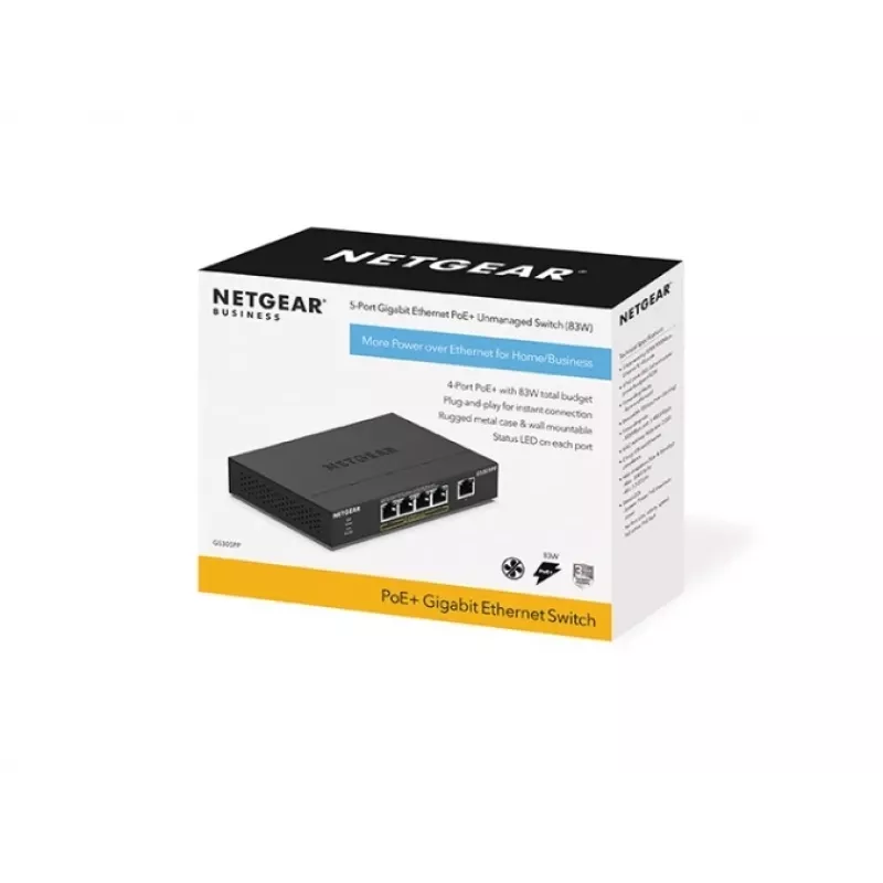 NETGEAR GS305PP Gigabit Ethernet no gestionado (10/100/1000) Power over Ethernet (PoE) negro