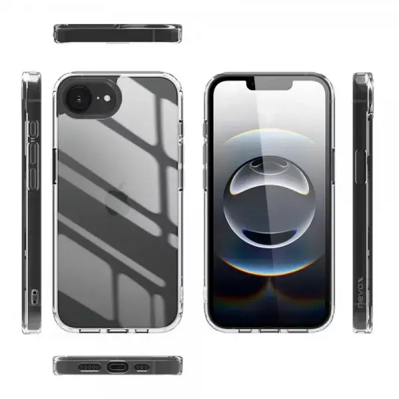 Nevox StyleShell SHOCKFlex 2496 funda para iPhone 16e / SE 2025, 15,5 cm (6,1 pulgadas), transparente