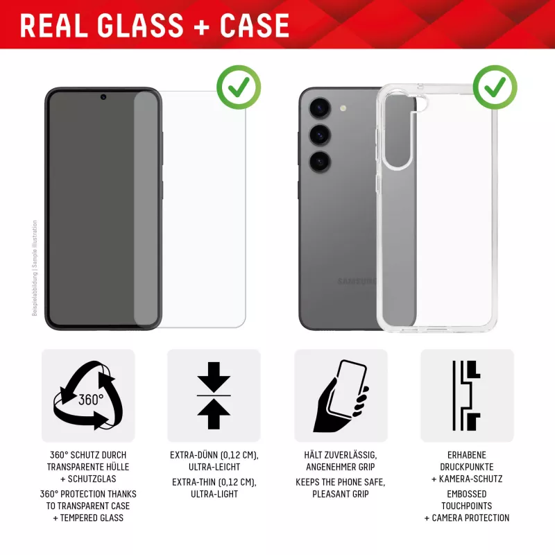 Protector de pantalla Displex + funda para Samsung Galaxy A55 5G, marco de montaje Eco, resistente a arañazos