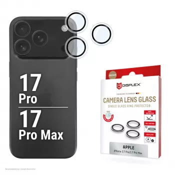 Displex cristal de objetivo de cámara Premium, iPhone 17 Pro/17 Pro Max, 10H, anillos individuales, DLC, transparente, Quick Mount