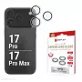 Displex cristal de objetivo de cámara Premium, iPhone 17 Pro/17 Pro Max, 10H, anillos individuales, DLC, transparente, Quick Mount