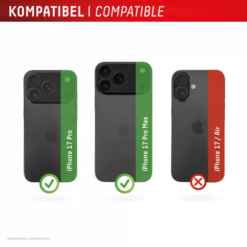 Displex cristal de objetivo de cámara Premium, iPhone 17 Pro/17 Pro Max, 10H, anillos individuales, DLC, transparente, Quick Mount