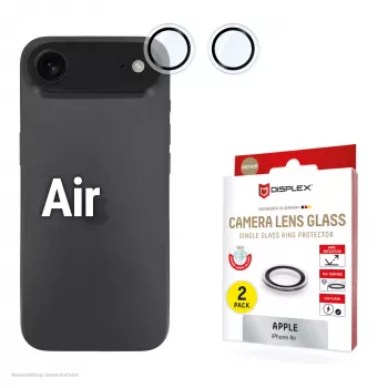 Displex cristal de lente de cámara Premium, iPhone Air, 10H, anillos individuales, DLC, transparente, Quick Mount