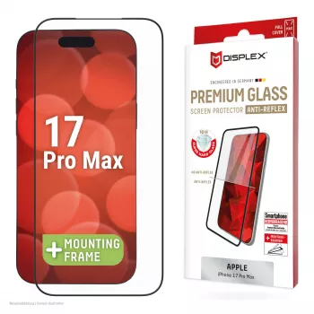 Displex Premium protector de pantalla (Full Cover, 10H) para Apple iPhone 17 Pro Max, marco de montaje Eco, Full Cover