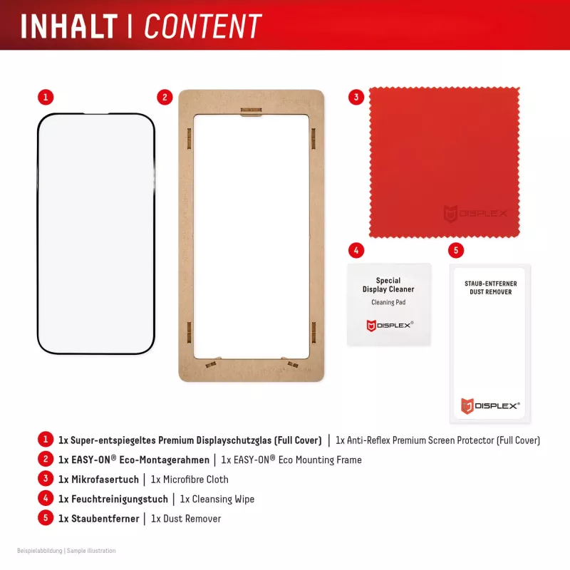 Displex Premium protector de pantalla (Full Cover, 10H) para Apple iPhone 17 Pro Max, marco de montaje Eco, Full Cover