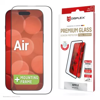 Lámina protectora Displex Premium (cobertura total, 10H) para Apple iPhone Air, marco de montaje Eco, cobertura total