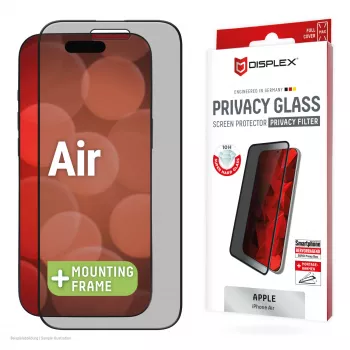 Protector de pantalla de privacidad Displex (10H) para Apple iPhone Air, marco de montaje Eco, filtro de privacidad