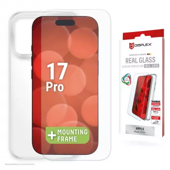Lámina protectora de pantalla + funda Displex para Apple iPhone 17 Pro, marco de montaje Eco, resistente a arañazos