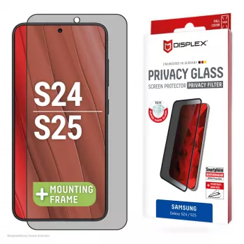 Protector de pantalla Displex (10H) para Samsung Galaxy S24/S25, marco de montaje Eco, filtro de privacidad