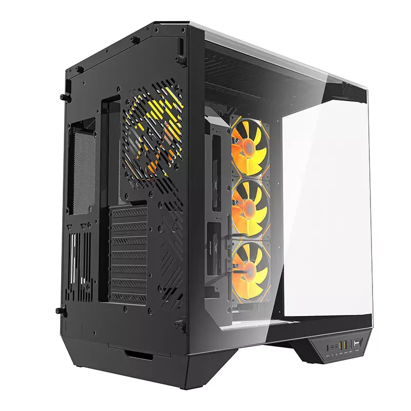 Caja para ordenador Darkflash DY470 ATX Negra con 4 ventiladores y soporte para GPU