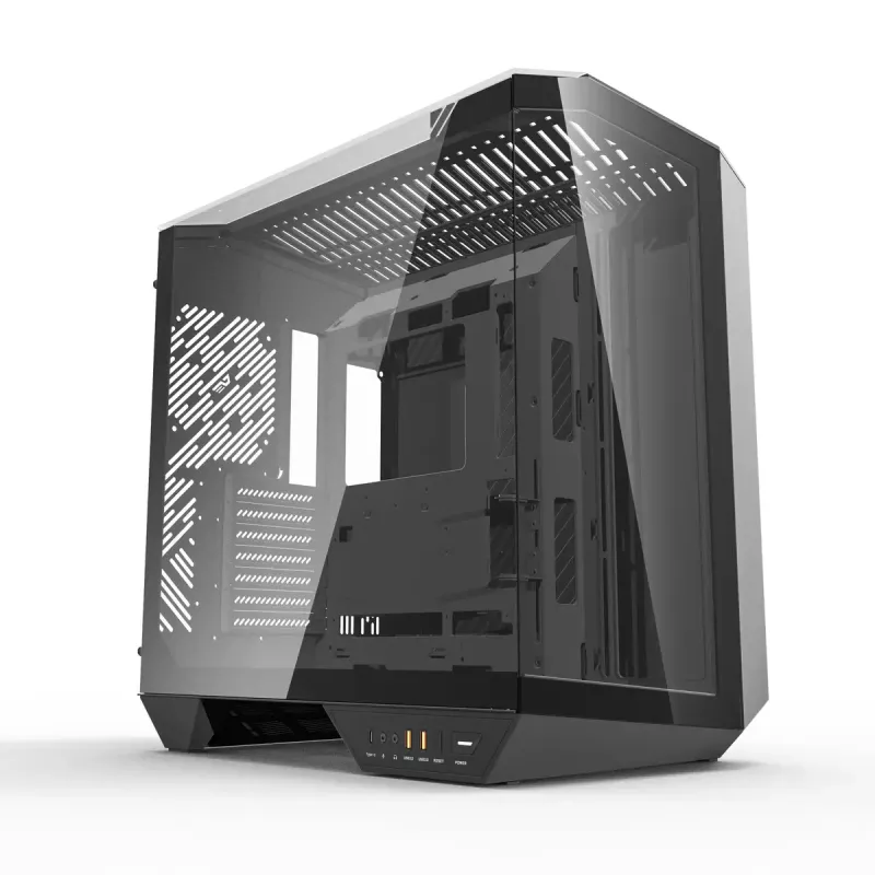 Caja de PC Darkflash DY470 Full Tower — Negra, SPCC, compatible con ITX/ATX, HDD 3,5 inch/2,5 inch, 1x 120 mm trasero, ventilador lateral 120 mm