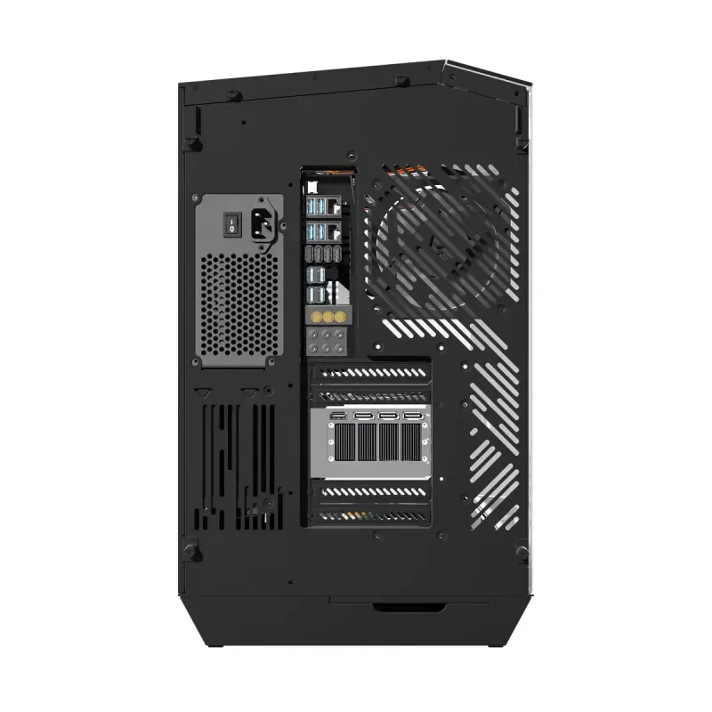 Caja de PC Darkflash DY470 Full Tower — Negra, SPCC, compatible con ITX/ATX, HDD 3,5 inch/2,5 inch, 1x 120 mm trasero, ventilador lateral 120 mm