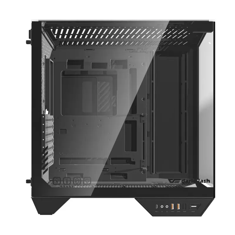 Caja de PC Darkflash DY470 Full Tower — Negra, SPCC, compatible con ITX/ATX, HDD 3,5 inch/2,5 inch, 1x 120 mm trasero, ventilador lateral 120 mm