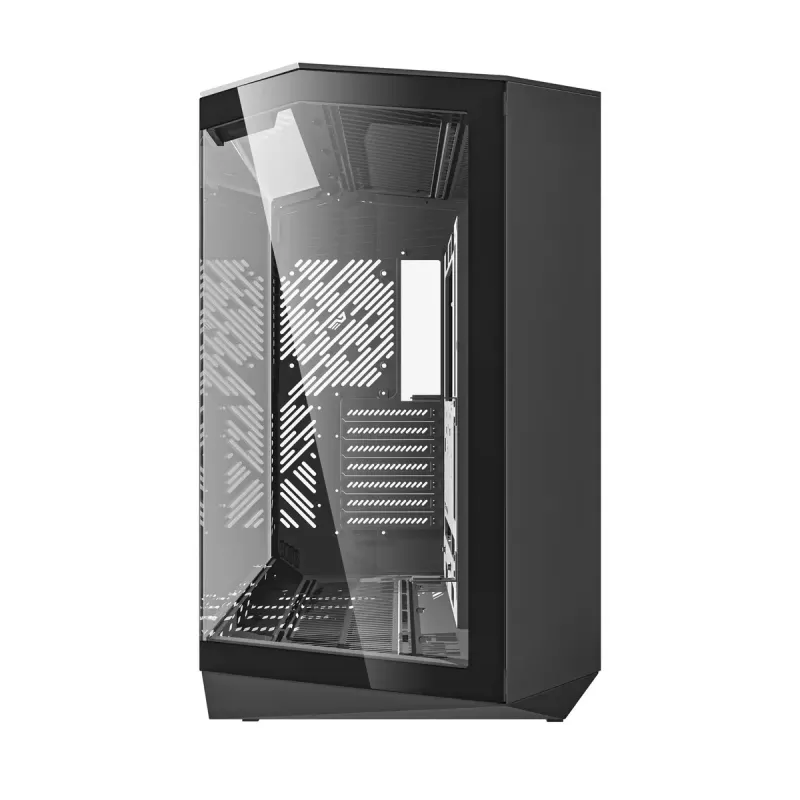 Caja de PC Darkflash DY470 Full Tower — Negra, SPCC, compatible con ITX/ATX, HDD 3,5 inch/2,5 inch, 1x 120 mm trasero, ventilador lateral 120 mm