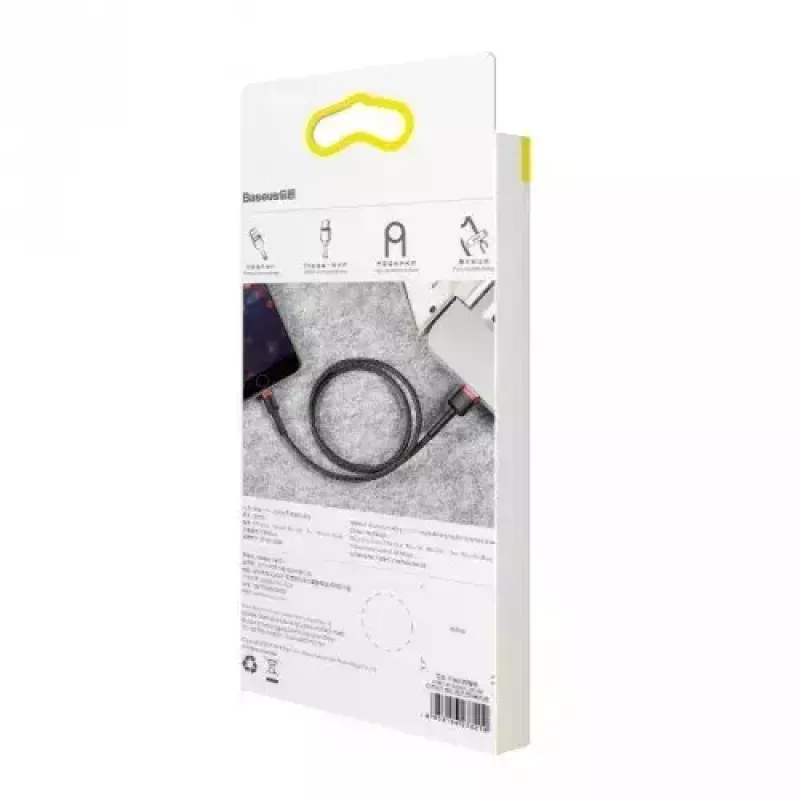 Cable USB-A a Lightning Baseus CALKLF-C19 2 m — carcasa de aluminio, 1,5 A, negro/rojo