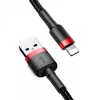 Cable USB-A a Lightning Baseus CALKLF-C19 2 m — carcasa de aluminio, 1,5 A, negro/rojo
