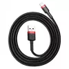 Cable USB-A a Lightning Baseus CALKLF-C19 2 m — carcasa de aluminio, 1,5 A, negro/rojo