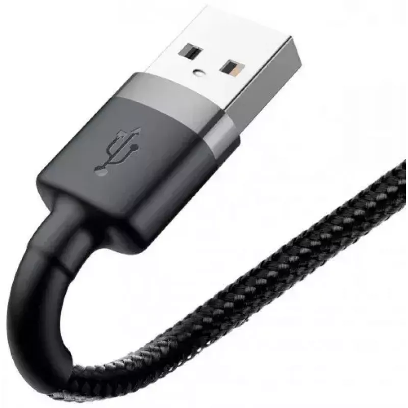 Cable USB-A a Lightning Baseus Cafule (CALKLF-CG1) — trenzado de nailon, QC3.0 1,5 A, 2 m, gris/negro