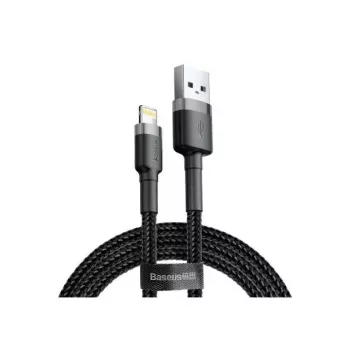Cable USB-A a Lightning Baseus Cafule (CALKLF-CG1) — trenzado de nailon, QC3.0 1,5 A, 2 m, gris/negro