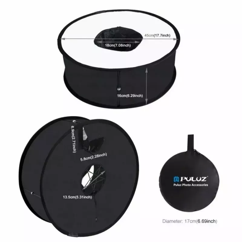 Difusor softbox Puluz PU5145 45 cm redondo ligero para iluminación fotográfica