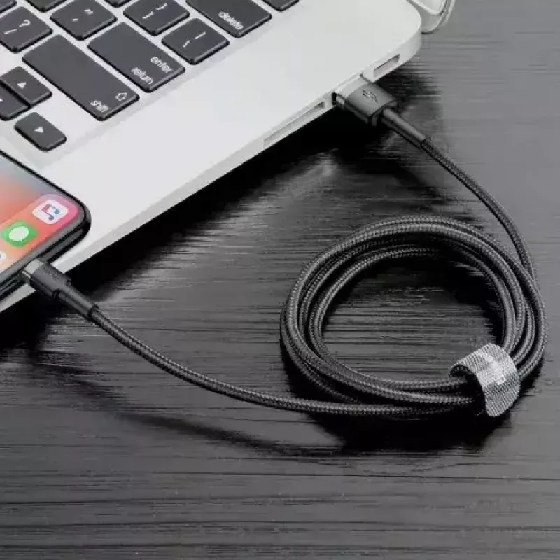 Baseus Cafule CALKLF-AG1 cable USB-A a Lightning, 2,4 A, 0,5 m, negro/gris