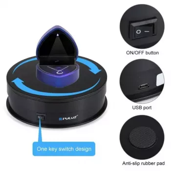 Plataforma giratoria panorámica 360° para fotografía Puluz PU3048B Ø15 cm